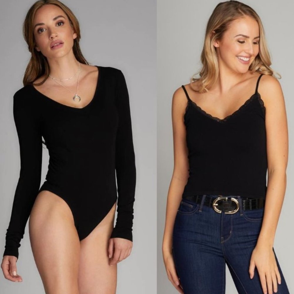 C'EST MOI - black bamboo bodysuit and tank top  - ONE SIZE
